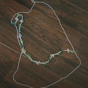 White and blue, green necklace